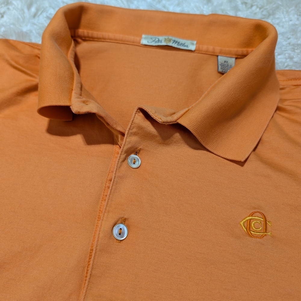 Peter Millar Men's Peach-Orange Short Sleeve Polo